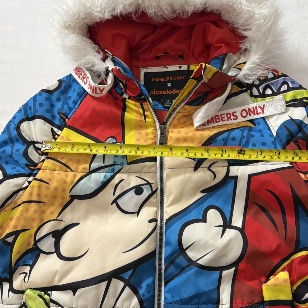 Members Only X Nickelodeon Rugrats SpongeBob Puffer Jacket Fur Hood Medium Used - Picture 7 of 16